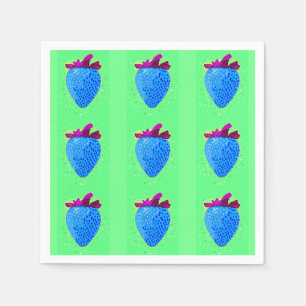 Serviette En Papier Motif bleu Pop Art Strawberry