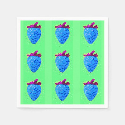 Serviette En Papier Motif bleu Pop Art Strawberry (Devant)