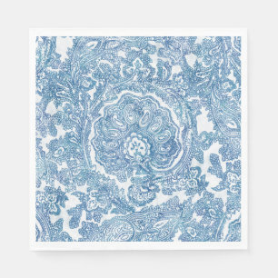 Serviette En Papier Motif Blue Boho Paisley