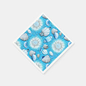 Serviette En Papier Motif Blue Ocean Seashells (Coin)