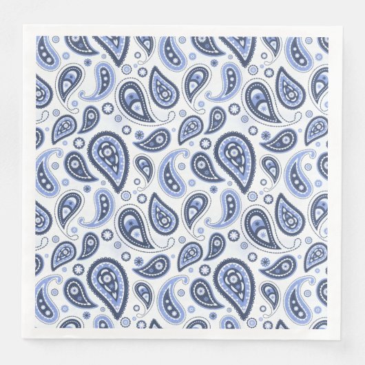 Serviette En Papier Motif Blue Paisley (Devant)