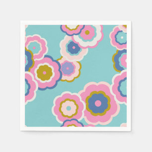 Serviette En Papier Motif bohème floral rétro des années 70