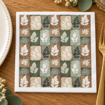 Motif Boho Automne Feuilles Sage Brun Terreux