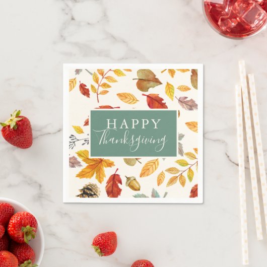 Serviette En Papier Motif bon thanksgiving automne (En situation)