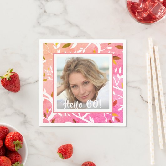 Serviette En Papier Motif botanique rose (En situation)