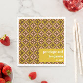 Serviette En Papier Motif Brown Jaune moderne Retro Mariage personnali (En situation)