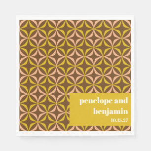 Serviette En Papier Motif Brown Jaune moderne Retro Mariage personnali