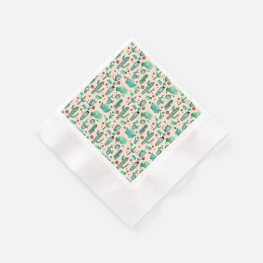 Serviette En Papier motif cactus et ladybug - arrière - plan beige (Coin)