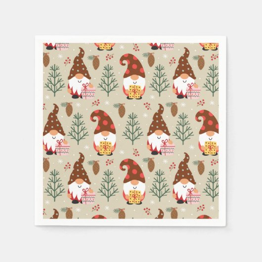 Serviette En Papier Motif cadeau Noël Gnomes (Devant)
