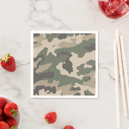 Serviette En Papier Motif Camo Vert (En situation)