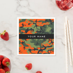 Serviette En Papier Motif Camouflage orange, Votre nom, Personnaliser