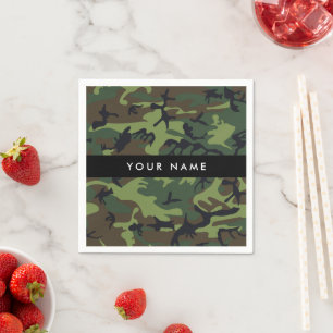 Serviette En Papier Motif Camouflage Vert, Votre nom, Personnaliser