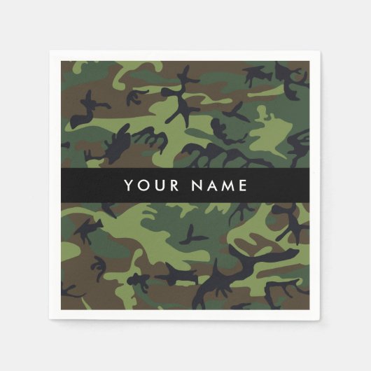 Serviette En Papier Motif Camouflage Vert, Votre nom, Personnaliser (Devant)