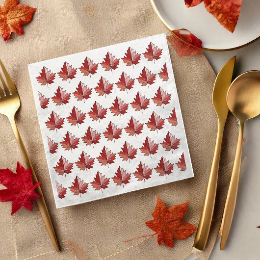 Serviette En Papier Motif canadien contemporain de feuille d'érable ID