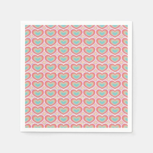 Serviette En Papier Motif cardiaque Super rétro (Devant)