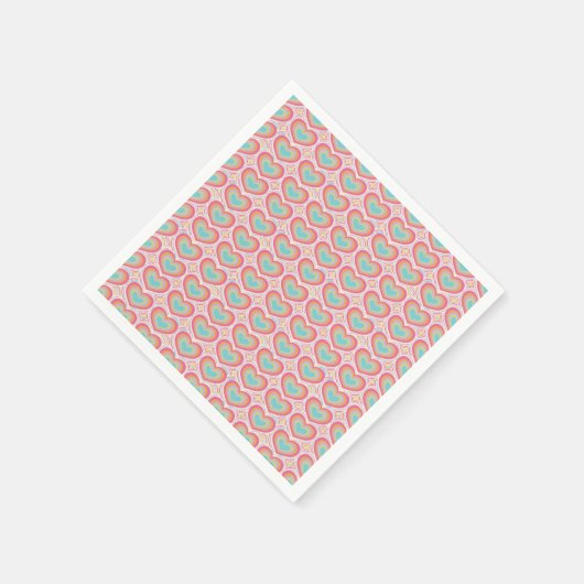 Serviette En Papier Motif cardiaque Super rétro (Coin)