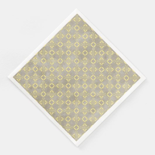 Serviette En Papier Motif Carré Abstrait jaune et gris (Coin)