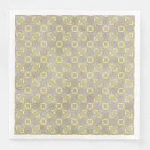 Serviette En Papier Motif Carré Abstrait jaune et gris (Devant)