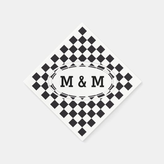 Serviette En Papier Motif Carré d'échecs - noir + votre texte & backgr (Coin)