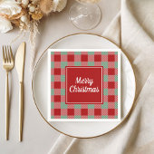 Serviette En Papier Motif carreaux rouge classique Joyeux Noël