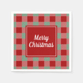 Serviette En Papier Motif carreaux rouge classique Joyeux Noël (Devant)