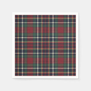 Serviette En Papier Motif carreaux rouge foncé vert bleu classique