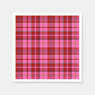 Serviette En Papier Motif carreaux tartan marron rose