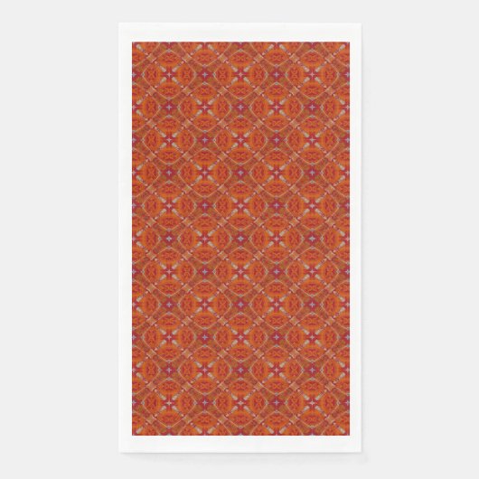 Serviette En Papier Motif carrelé en diamant espagnol rouge, orange (Devant)
