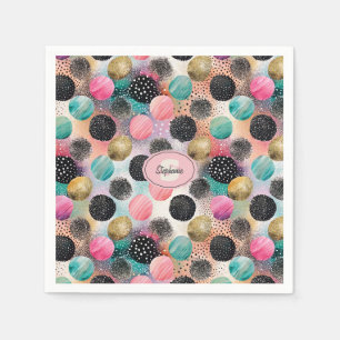 Serviette En Papier Motif Cercle Abstrait - avec Parties scintillant e