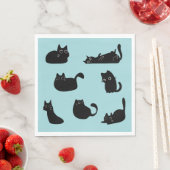 Serviette En Papier Motif Chats Noirs (En situation)