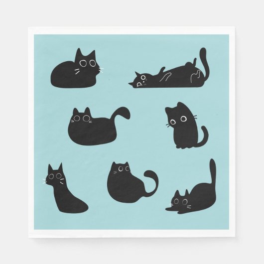 Serviette En Papier Motif Chats Noirs (Devant)