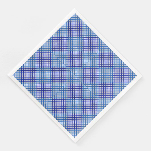 Serviette En Papier Motif Checker diagonal Bleu 02,w LGrey BG (Coin)