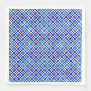 Serviette En Papier Motif Checker diagonal Bleu 02,w LGrey BG