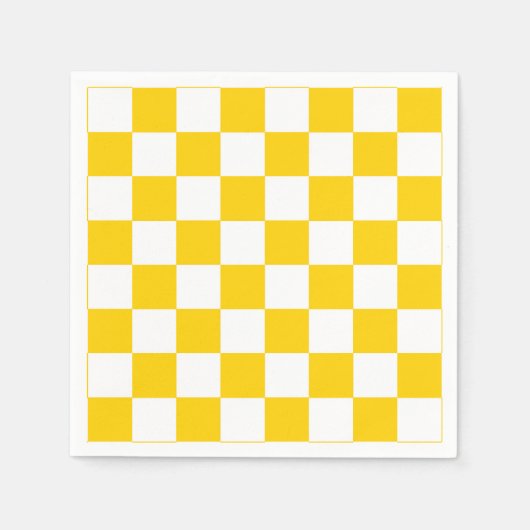 Serviette En Papier Motif chèque À damiers blanc jaune (Devant)