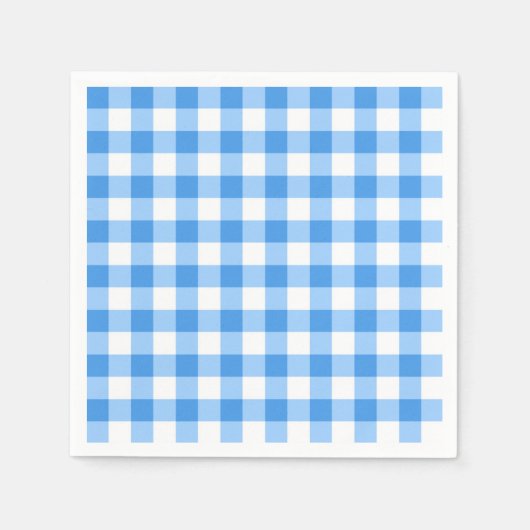 Serviette En Papier Motif chèque En vichy bleu et blanc (Devant)
