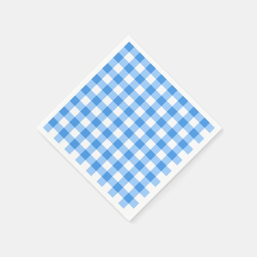 Serviette En Papier Motif chèque En vichy bleu et blanc (Coin)