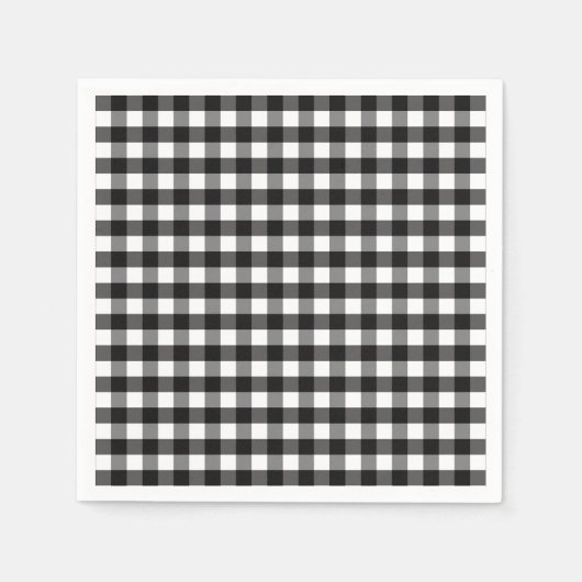 Serviette En Papier Motif chèque En vichy noir blanc (Devant)