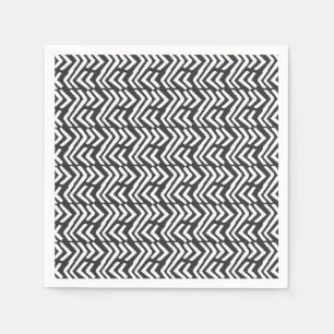 Serviette En Papier Motif Chevron à main noire