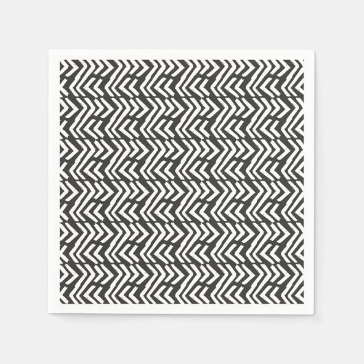 Serviette En Papier Motif Chevron à main noire (Devant)
