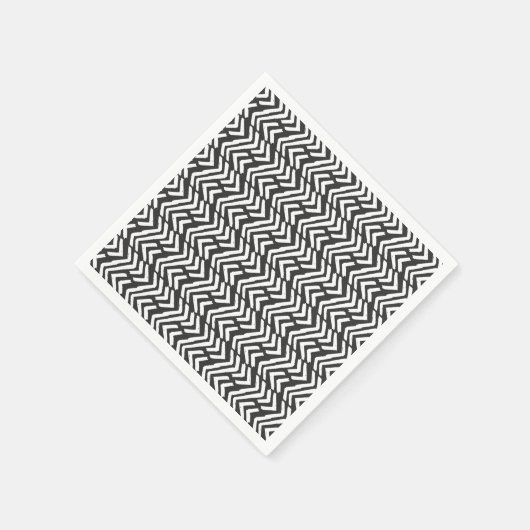 Serviette En Papier Motif Chevron à main noire (Coin)