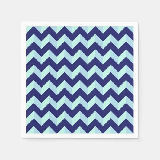 Serviette En Papier Motif Chevron Bleu (Devant)
