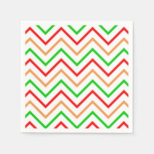 Serviette En Papier Motif Chevron Rouge, Orange et Vert