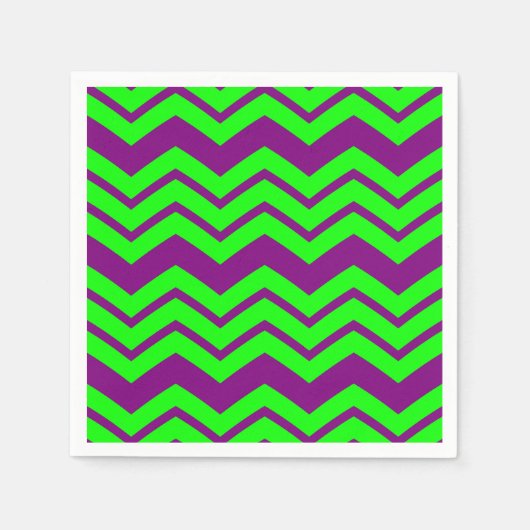 Serviette En Papier Motif chevron zigzag vert violet (Devant)