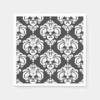 Motif chic damassé gris et blanc, élégante fête