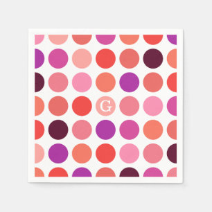 Serviette En Papier Motif chic et coloré à pois monogramme