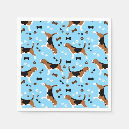 Serviette En Papier Motif Chien Bleu Beagles (Devant)