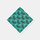 Serviette En Papier Motif chien mignon avec oreilles disquettes et os (Coin)