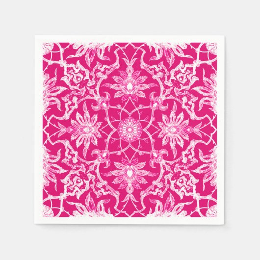 Serviette En Papier Motif chinois Art nouveau - Fuschia rose (Devant)