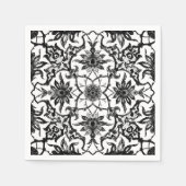 Serviette En Papier Motif chinois Art Nouveau - Noir et Blanc (Devant)