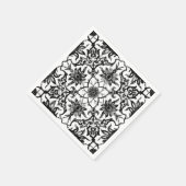 Serviette En Papier Motif chinois Art Nouveau - Noir et Blanc (Coin)